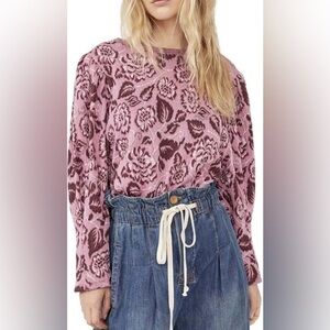 NWT Free People No Ordinary Top In Smoked Pink Combo, Size XS